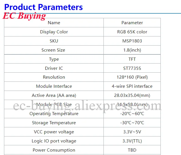 1,44 1,8 2,0 2,2 2,4 2,8 3,2 3,5 4,0 Zoll SPI TFT LCD Bildschirm Bunte Touch Display Modul ILI9341 ILI9488 480*320 240*320 Laufwerk – Detail 4
