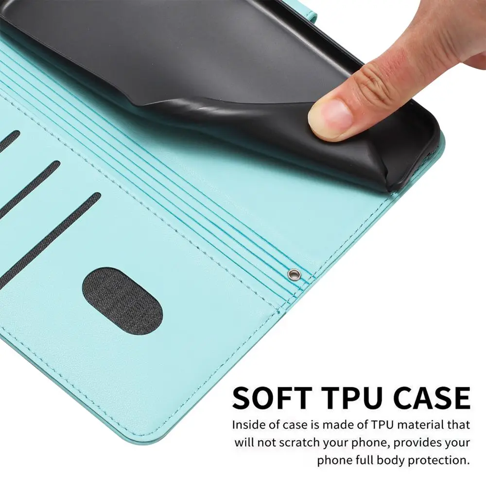 3D Cat Wallet Flip Cover with Strap - Leather Phone Case