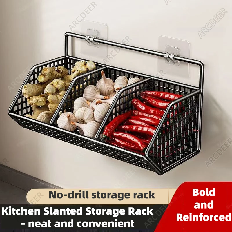 Wall-Mounted Kitchen Storage Shelf – No-Drill Adhesive Organizer Basket 2