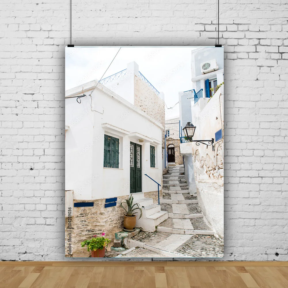 

SHENGYONGBAO Flower Seaside Island Scenery and Green Plants Old House White Pigment Wedding Photography Background Prop LJD-05
