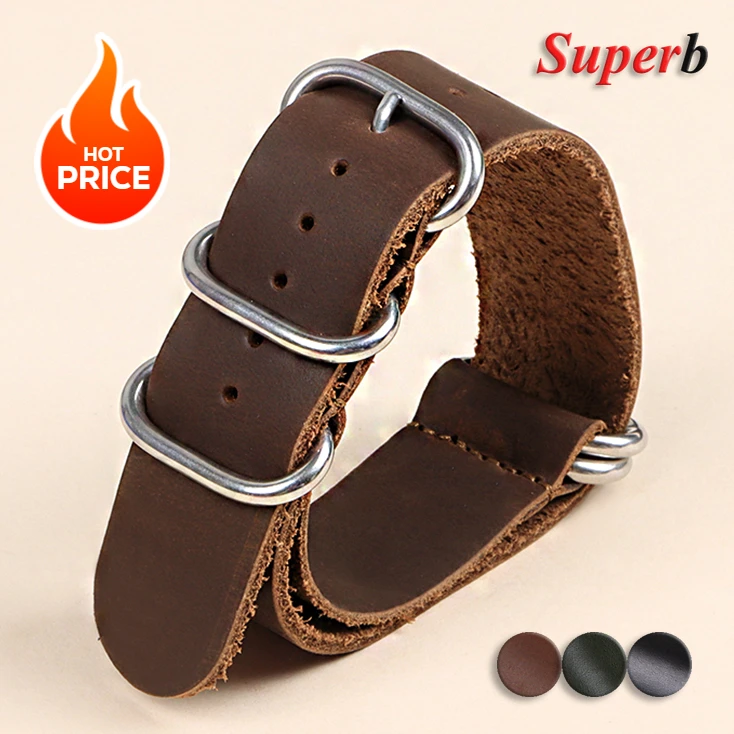 Premium Vintage Leather Watch Band - Cowhide Strap Replacement