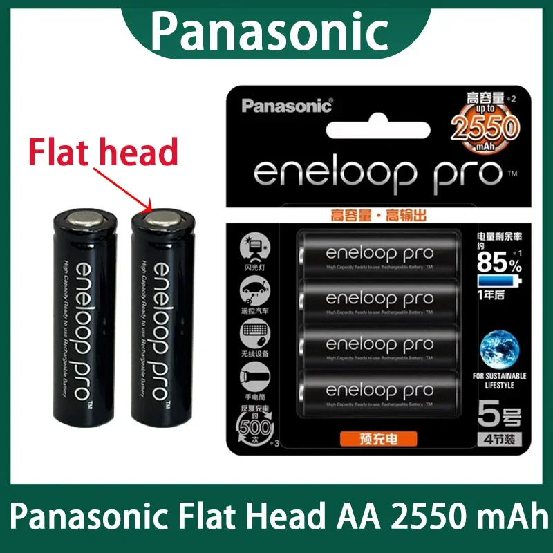 Panasonic Enelope Original Battery Pro Flat Head AA 2550mAh 1.2V NI-MH Camera Flashlight Toy Pre charged Rechargeable Battery rechargeable battery