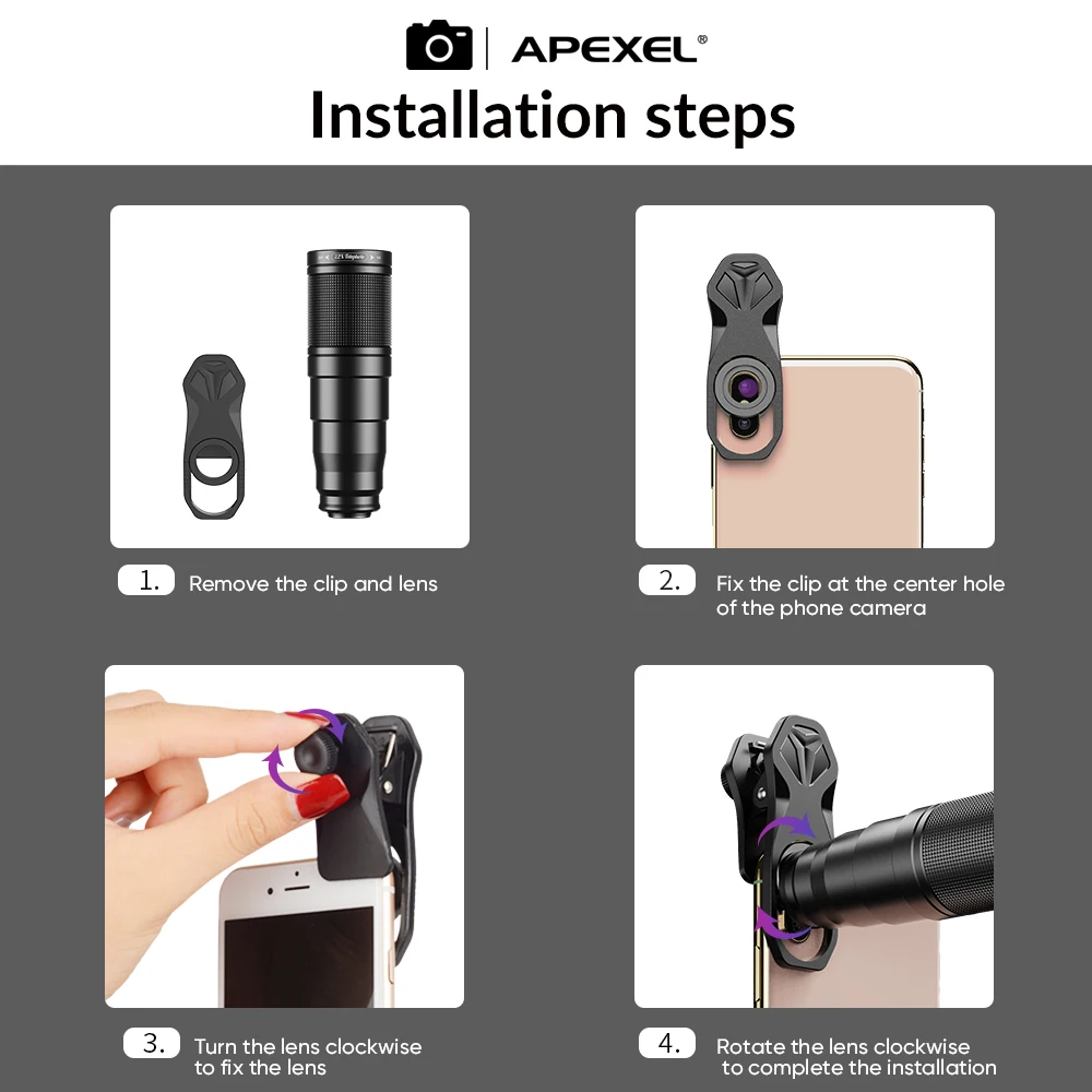 10 in 1 Mobile Phone Lens Kit 22X Telephoto Fisheye Lens Wide Angle Macro Lens+C