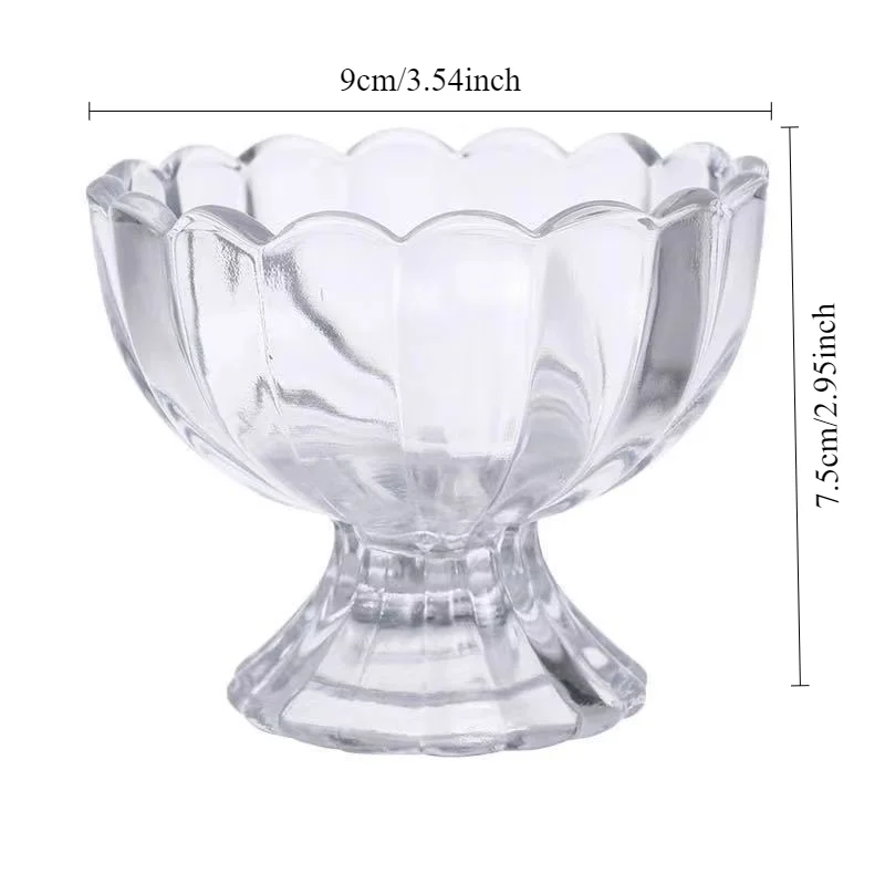 Summer Petal Shape Transparent Tall Ice Cream Glass Bowl Ice Cream Yogurt Cups Multi-purpose Home Dessert Juice Essentials