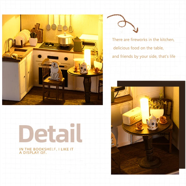 Wooden Mini Doll Hous DIY Kit for Making Room Toys Home Bedroom Decoration with Furniture Kit with LED for Home Decoration Gifts
