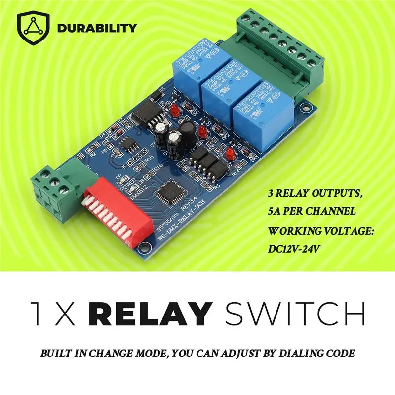 최적의 4X 3채널 5A DMX512 제어 릴레이 스위치 키트 DIY 컨버터 DMX 디머 릴레이