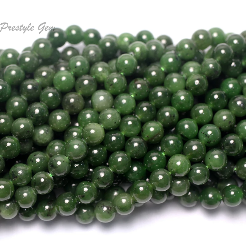 Meihan Wholesale Natural A+ Russian Jade smooth round beads stone for jewelry making design & DIY 4