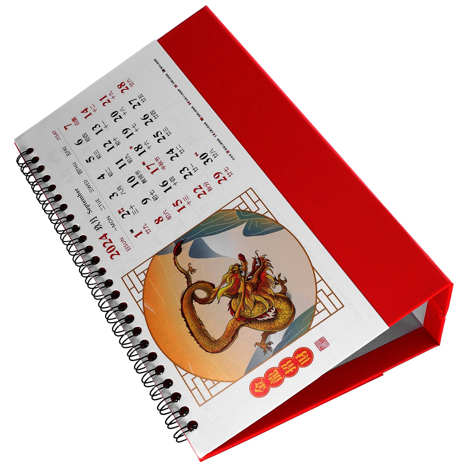 

2024 Mini Desk Calendar Chinese Calendar Tabletop Flip Calendar Spiral Binding Chinese Calendar Decor Office 2024
