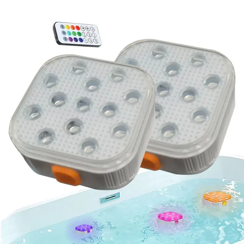 

2pcs Rechargeable LED Underwater Lights Submersible Light Waterproof Remote Swimming Pool Night Lamp Decor Wedding Party