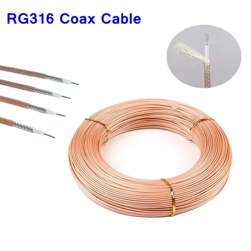 

10meter RG316 RG-316 Cable RF Coaxial Cable 2.5mm 50 Ohm Low Loss 30ft Crimp for Connector Fast Shipping High Quality 10M RF