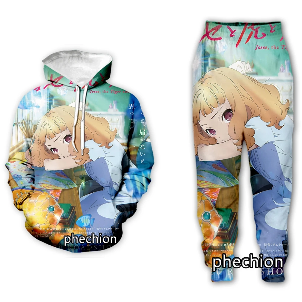 

phechion New Men/Women Josee the Tiger and the Fish 3D Print Clothing Long Sleeve Fashion Sweatshirt Hoodies Men Sport Pants P60