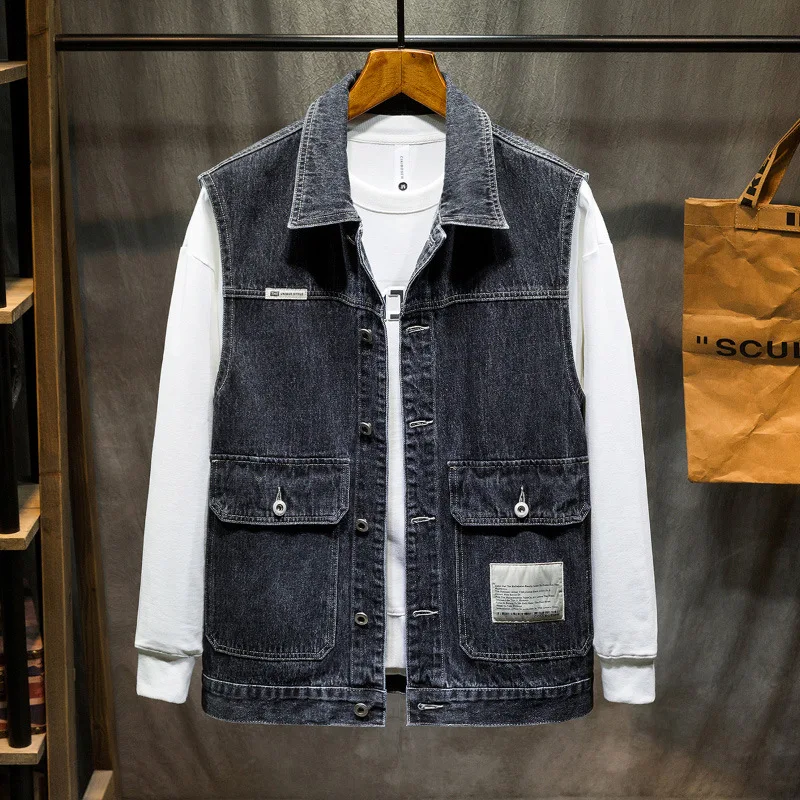 Veste sans manches en denim pour homme grande taille 5XL à 7XL, style cowboy