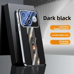 Luxury Hard PU Leather Plating Protective Phone Back Cover for Redmi K90Pro Max (Black)