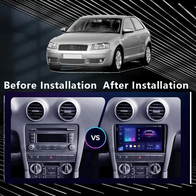 QSZN-Autoradio Android 12 avec Navigation GPS, 4G, Carplay, DSP, Lecteur Vidéo, Unité Centrale, Limitation, pour Voiture Audi A3 2 8P (2003-2013)