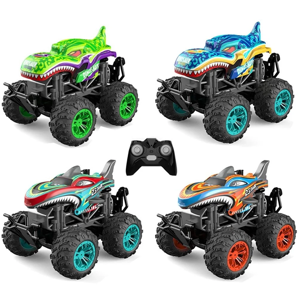 Spray RC CAR 1:18 2.4g Remote Control Shark Head Monster-Car 360 Degree Rotating Dance Stunt Spray Car with Lights Kids Toy 2