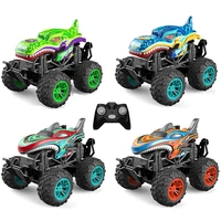Spray RC CAR 1:18 2.4g Remote Control Shark Head Monster-Car 360 Degree Rotating Dance Stunt Spray Car with Lights Kids Toy 2