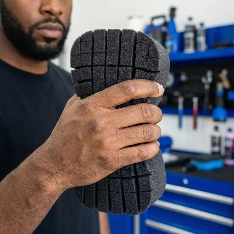 Dual-Sided Red/Black Sponge for Improved Grip and Easy Access in Tight Spaces - Ideal for Rinseless Car Washing