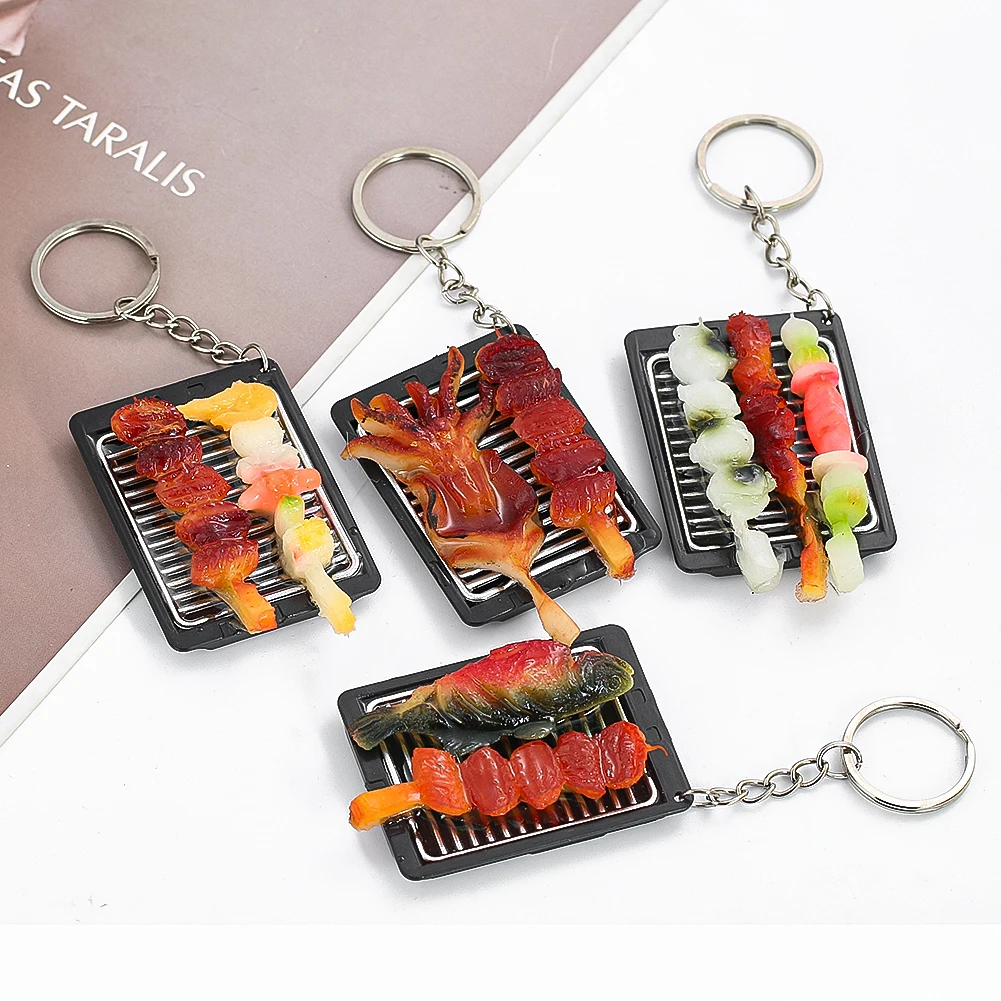 Simulazione Bbq Cibo Portachiavi Teppanyaki Giocattolo Modello Auto Chiave Zaino Borsa Charms Ristorante Cliente Regalo Chef Cuoco Portachiavi Gioiell
