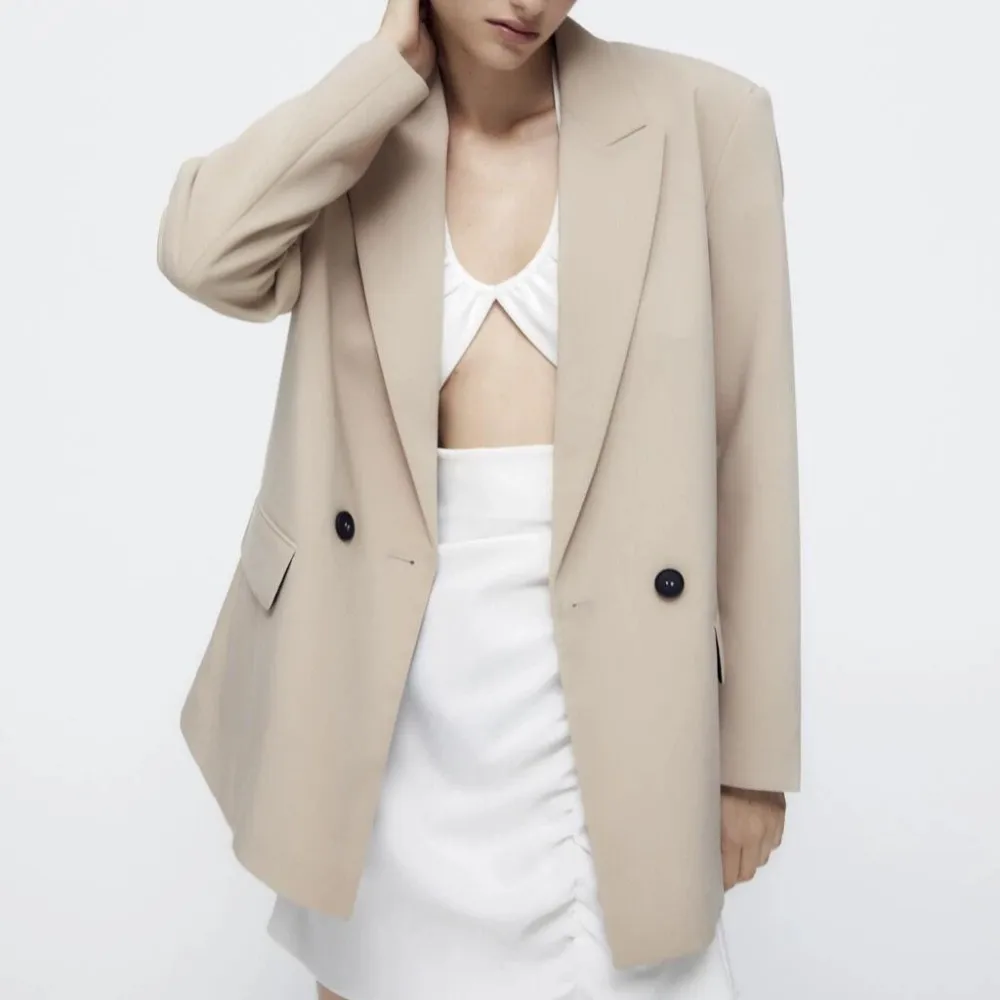 PB&ZASpring/Summer 2023 New Commuting Loose Leisure Fashion Suit Lapel Loose Double Breasted Blazer 3