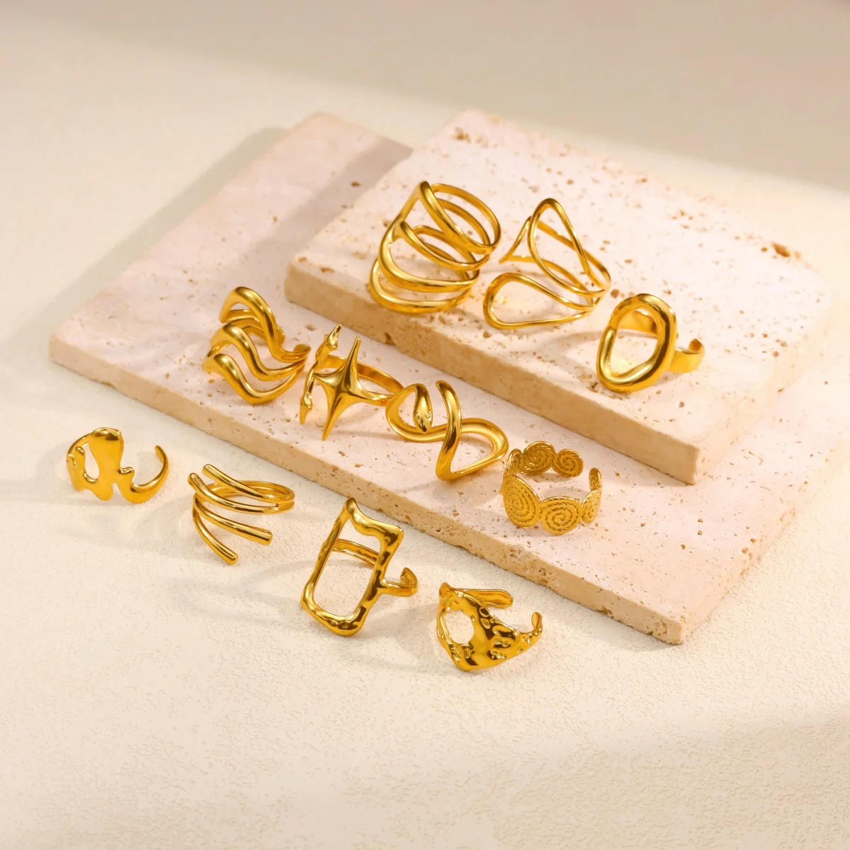 Gold Jewelry Geometry Shape Wedding Ring