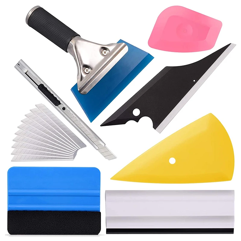 17 Pz/Set Strumenti Per Auto Wrap Film Sticker Wrapping Tool Auto Window Foil Squeegee Razor Raschietto Cutter Aid Tool Window Tinting