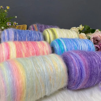 500G/Gruppo di Alta Qualità Mohair Arcobaleno Colore Della Caramella Lana Misto Filati Autunno E Inverno Cappello Sciarpa Maglione FAI DA TE di Lavoro A Maglia Linea Spessa