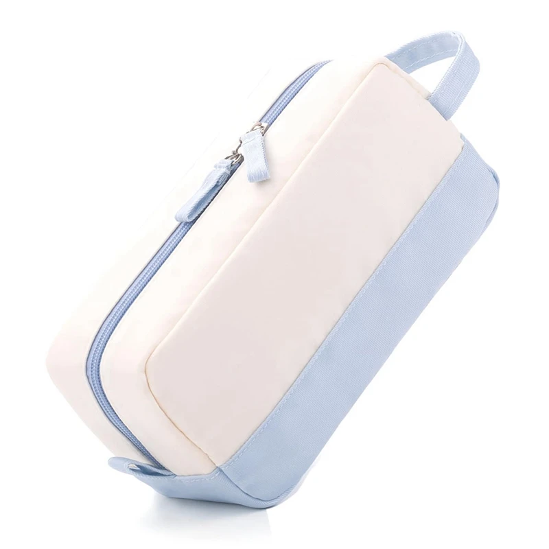 

Large-Capacity Pencil Case with Handle Soft Pen Pouch School Supplies Organizer Bag for Teen Girls Adults-Light Blue