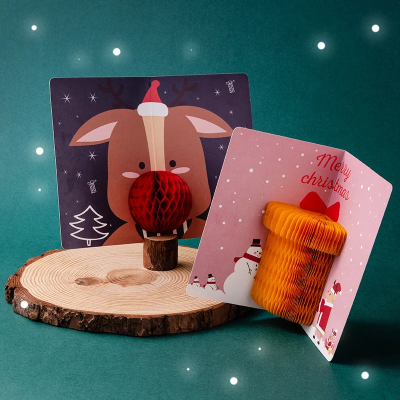 Christmas Card 3D Pop-up Santa Cards Merry Christmas Greeting Cards New Year Postcard Xmas Party Invitation Gift Cards