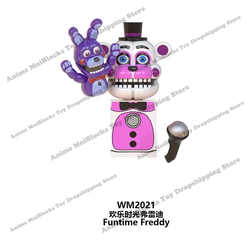 WM6074 WM6097 mini bricks FNAF Game Figure Chica Bonnie Foxy Freddy Bear Nightmare Boy Baby Skeleton Thriller Assembly Toys gift 5