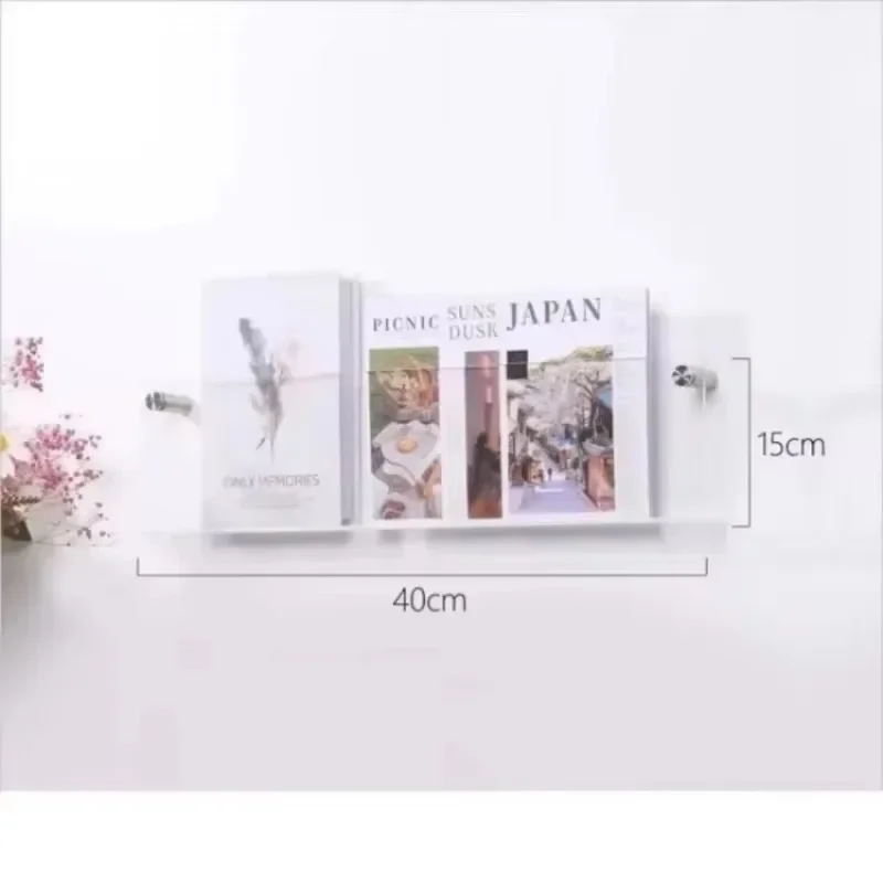 Acrylic Wall Mounted Bookshelf Thick 3mm Floating Shelves Coating for Office Living Room Display Ultra-Clear Modern Home Decor