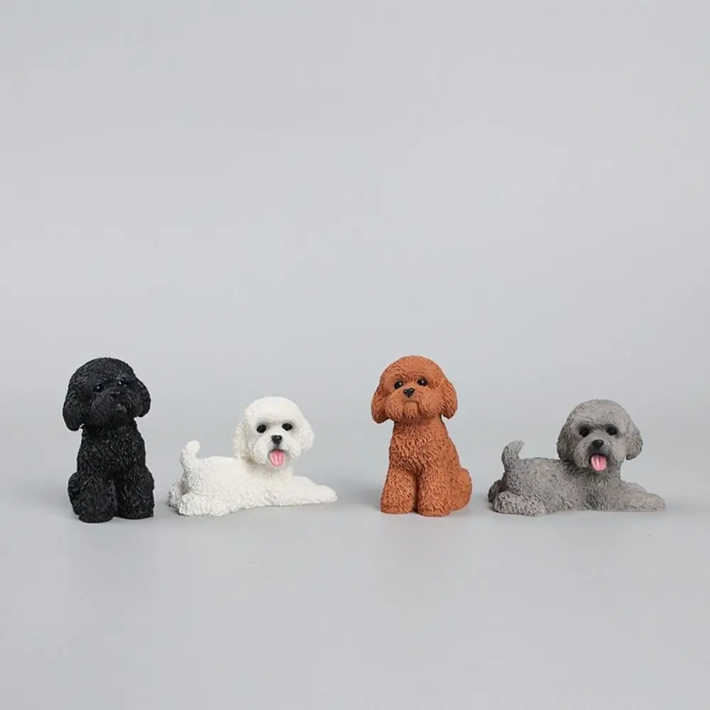 Simulation Poodle Dog Figures Puppy Model Resin Crafts Mini Animal Ornament Miniature Figurine Desktop Decoration
