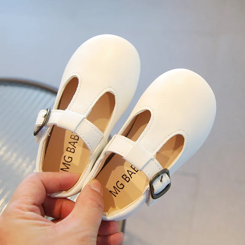

Children Princess Mary Jane Shoes British Style T-strap Soft Soled Vintage Kids Flats 15-30 Little Girl's Leather Shoes for 1-6T