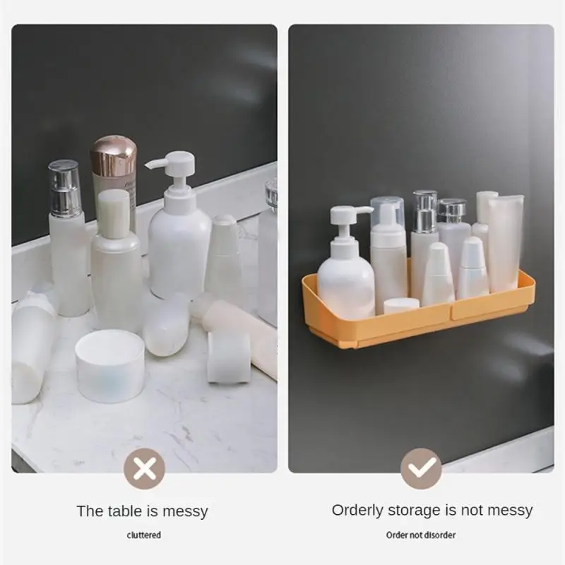 Self Adhesive Bathroom Shelves Wall Mounted Storage Rack Box Bathroom Accessories Toilet Washstand Punch Free Shampoo Holder 3