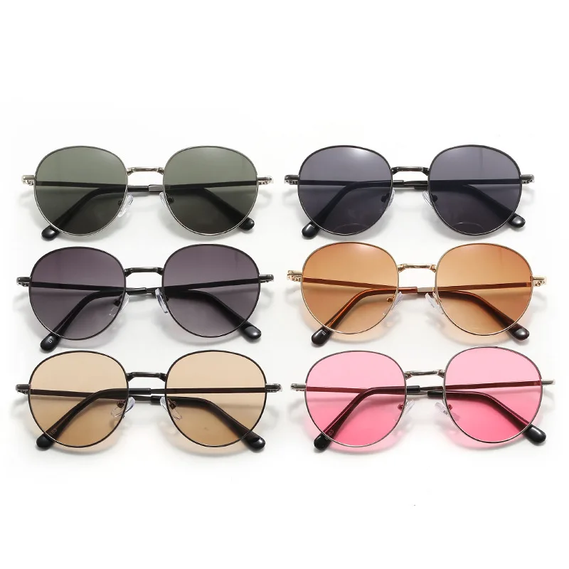 New Straight Metal Sunglasses Boys And Girls, Small Oval Children's Glasses For Babies