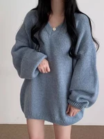 Soft Cozy Knitwear Women's Loose Autumn Winter New Sle Faionable Agel Small Outerwear Sweater Top V-ne Lantern Sve