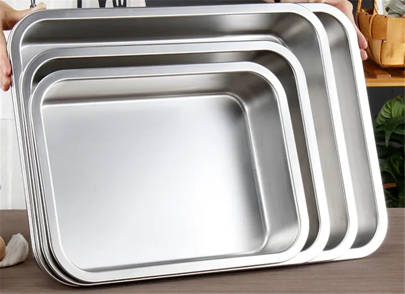 304 stainless steel plate tray rectangular square oven tray baking pot dish  deep Japanese barbecue bbq