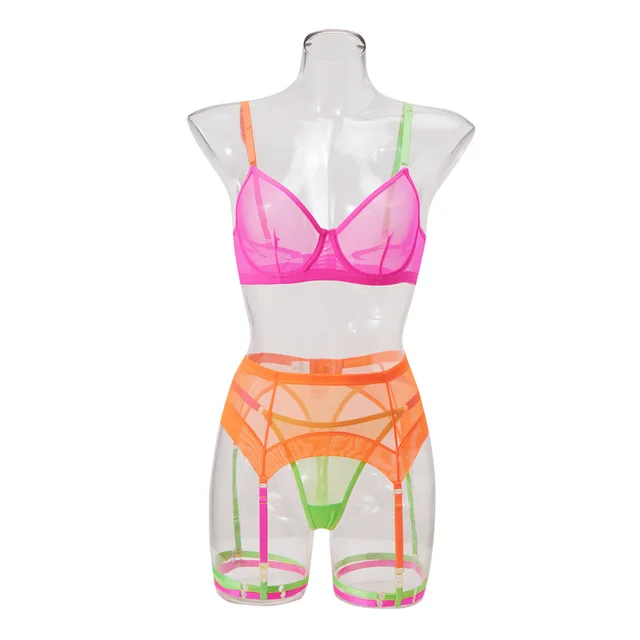 Neon Patchwork Lingerie Set Sensual Underwear For Women, With Bandage Lingerie  Briefs And Sexy Bra From Jacky0817, $15.05