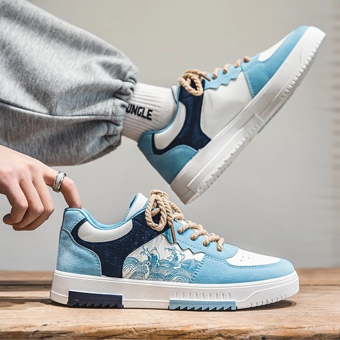 Men Non-slip Small Wearable Sports Casual Shoes Students Youth Tide Shoes Harbor Wind Retro Shoes Low-top Breathable Flat Shoes