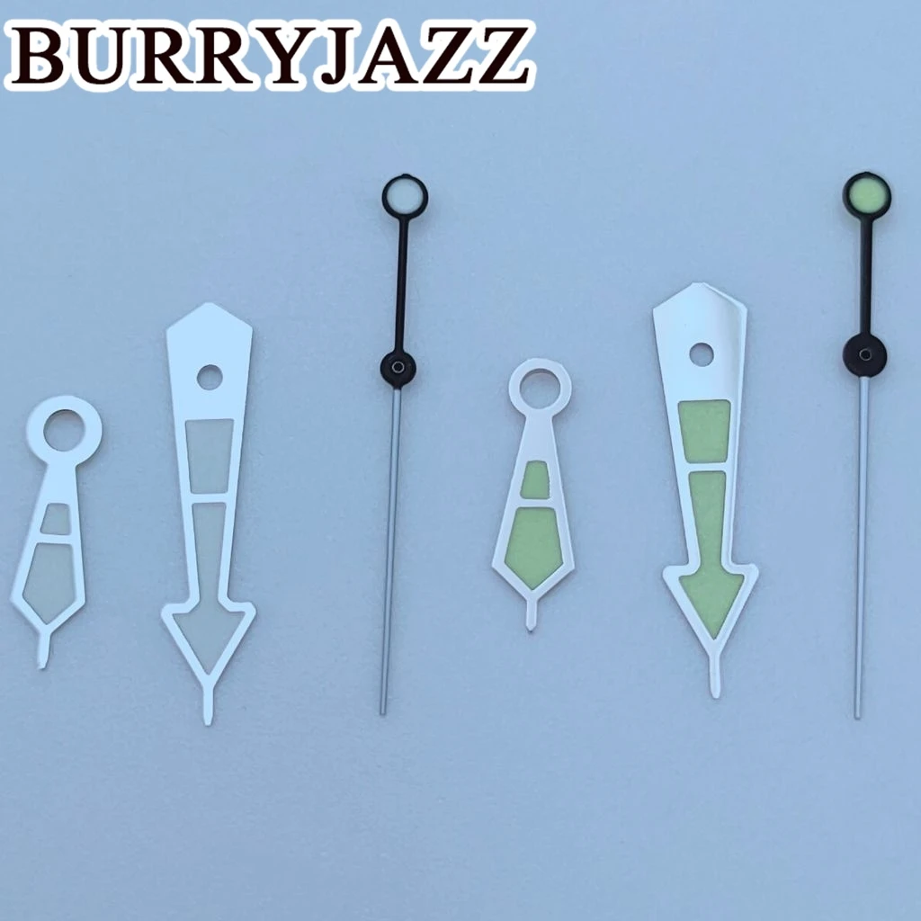 

Часы BURRYJAZZ NH35, NH36, NH38, 7S26, 7S36, 4R35, 4R36, серебристые, белые, серебристые, зеленые стрелки, зеленые, светящиеся