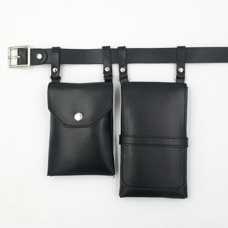2 Piece Women's Belt Bag Luxury Designer Tactical Waist Bags Female Leather Flap Fanny Pack Shoulder Crossbody Chest Bag Purse