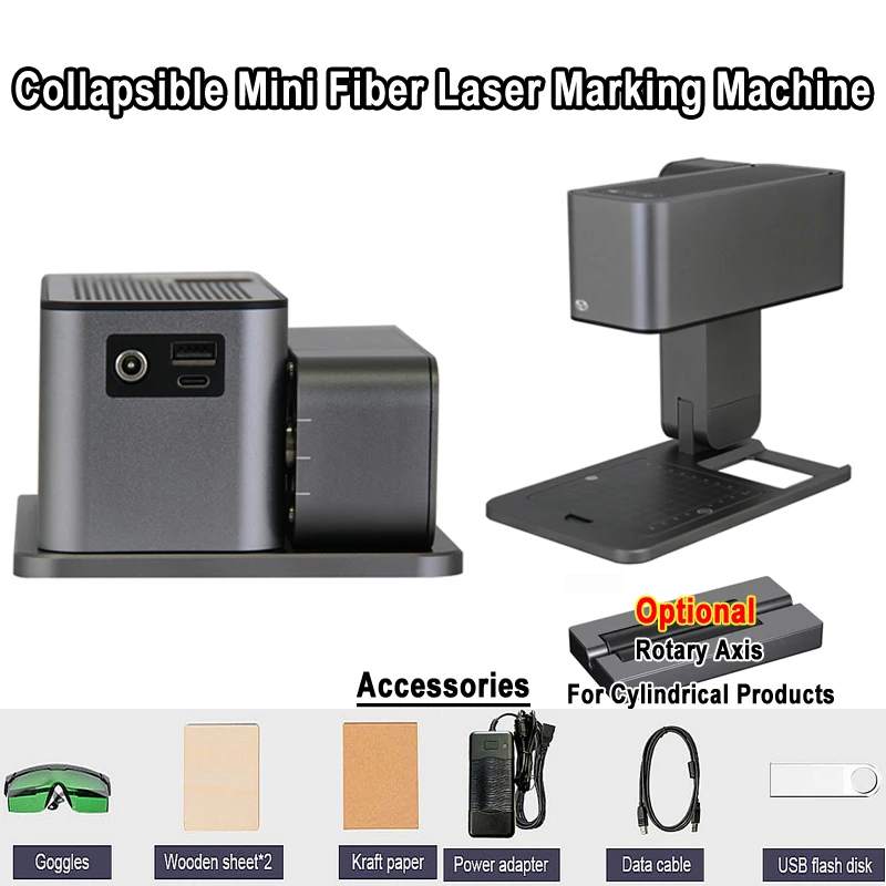 

LY DIY Collapsible Mini Fiber Laser Marking Machine Portable Auto Focus Lifting Engraver 5W/10W For Metal Ring Bottle Plastic