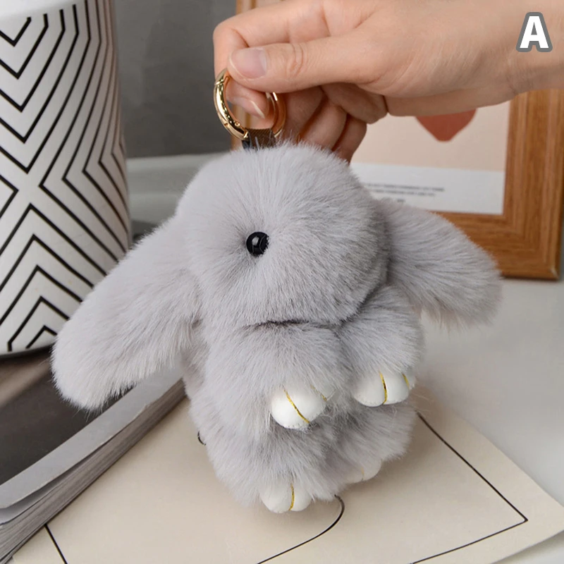 Cute Plush Bunny Keychain Women Fur Angel Rabbit Key Ring Plush Dolls Toy Girls Bag Car Key Pendant 15cm