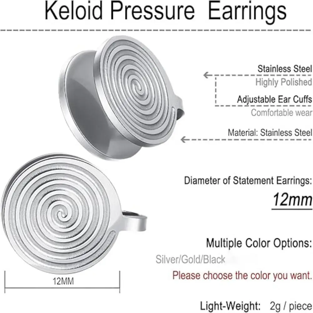 Swelling Pressure Earrings ear clip earrings clip earrings ear clip ear accessories Non Piercing Earrings Stainless Steel Keloid Pressure Gold Color Black Color