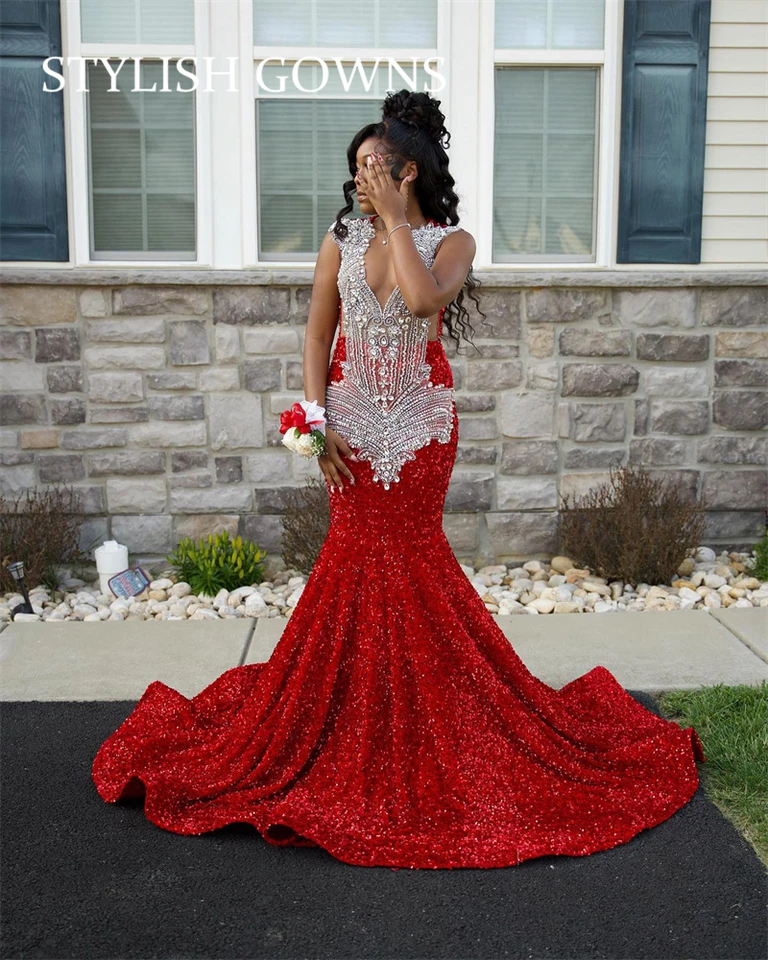 red glitter maxi dress Glitzy Sequin Feathered Cold Shoulder Maxi Dress – kalisa main image 1