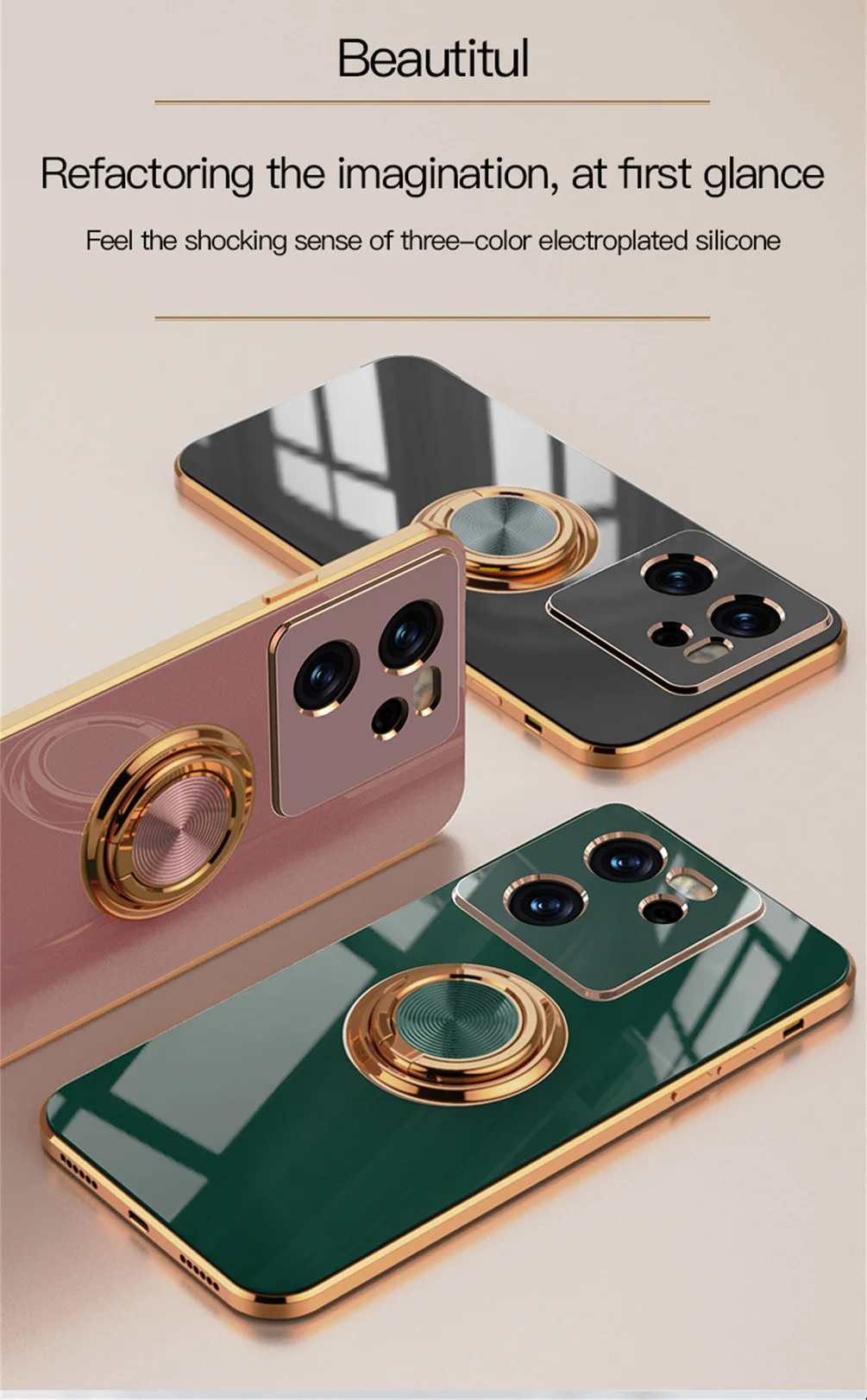 Schöne Plating-Hülle für Xiaomi 13T 13 12T Pro 12 11T 12X 11 Ultra Lite 11i 10T 10 Ringständer Autohalter-Abdeckung_voghion.com