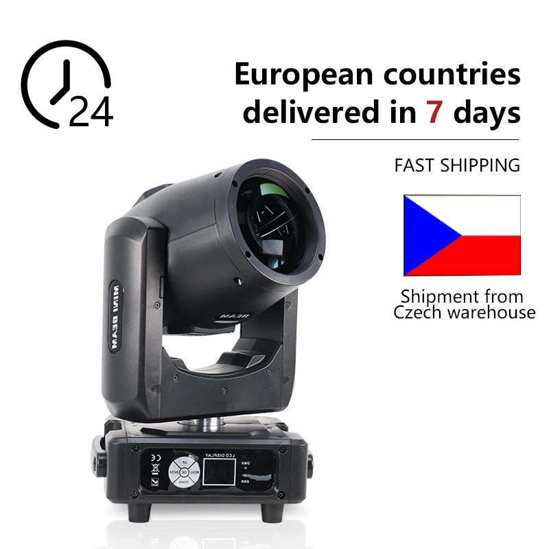 Mini 230W 7R Light Beam Moving Head Light 14 Chip Di Colore/17 Gobo Professional Dj Disco Equipment Illuminazione Per Prestazioni Di Eventi