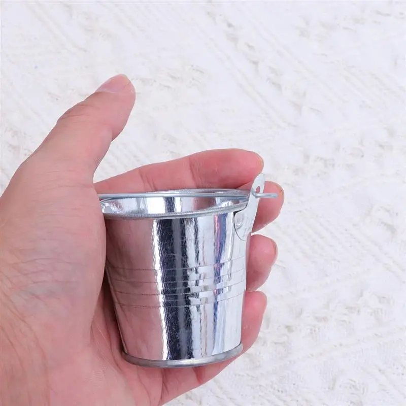 10Pcs Metal Bucket Buckets Candy Mini Tin Pail Pails Smallparty Holder  Storagewedding Container Galvanized Gift Flower Tinplate