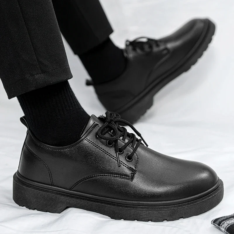 Leather Mens Casual Shoes Breathable Lace-Up Handmade Shoes Hot Sale Brand Classic Business Men Dress Shoes Flats Moccasins 3