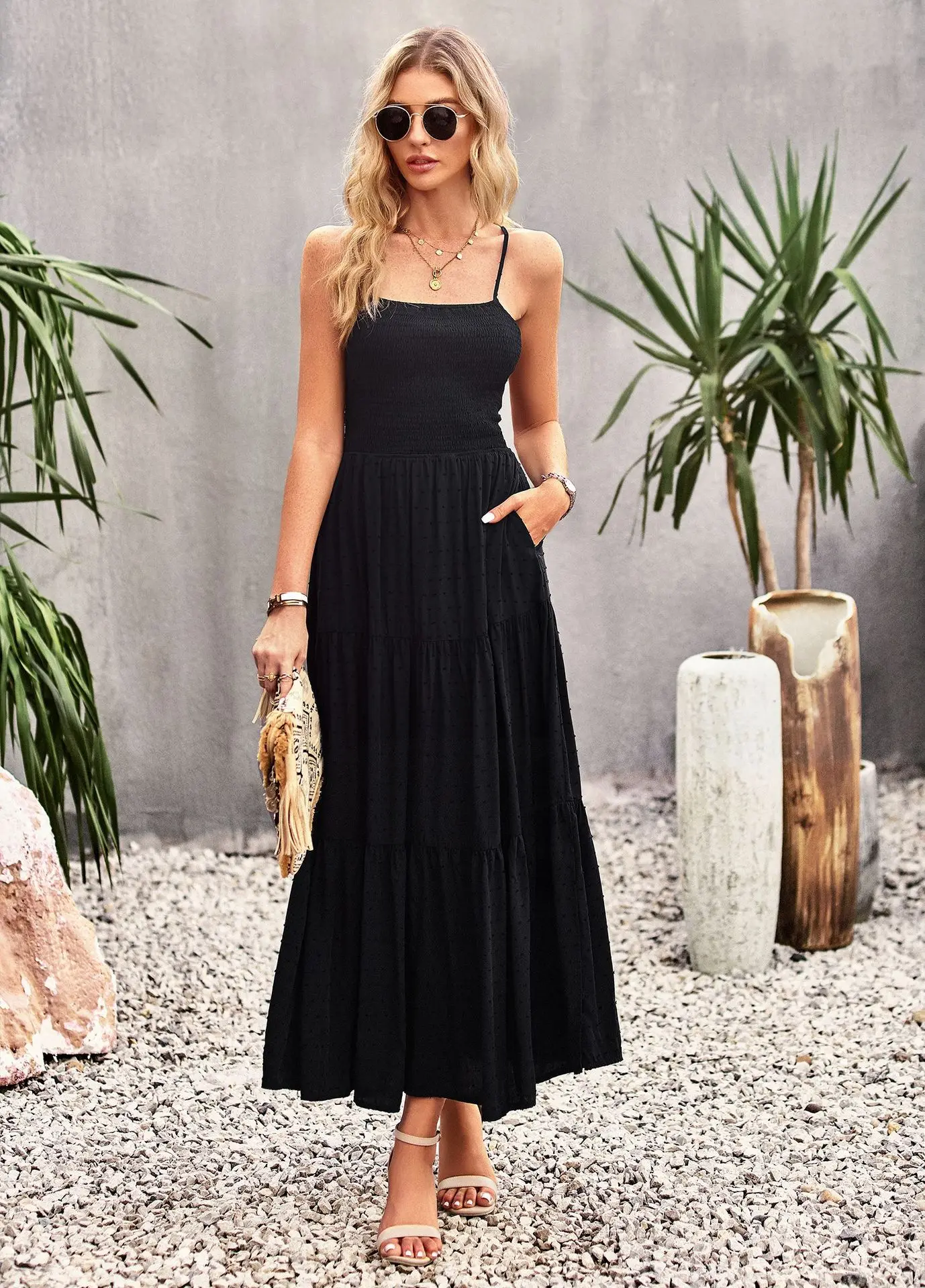 Sleeve Less Open Back Maxi Dress