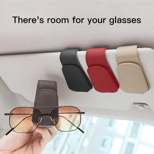 Sunglasses Holder Is Suitable for Car Sunshades Magnetic Leather Sunglasses Clip and Ticket Clip Car Sunshade Accessories - Image 3